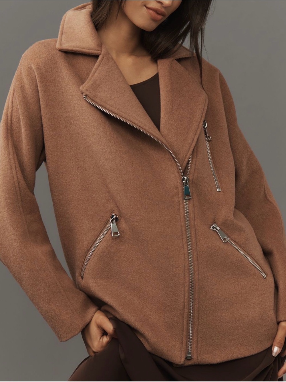 MAEVE by Anthropologie wool oversized moto jacket